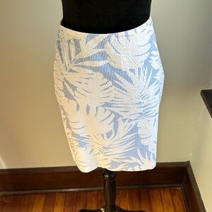 Talbots Blue and White Textured Pencil Skirt